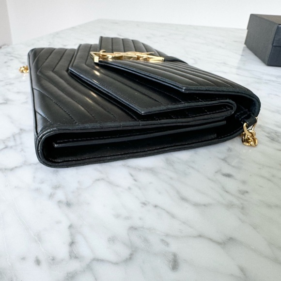 Saint Laurent YSL Monogram Sulpice Double Flap Wallet On Chain Calf Skin Bag - Picture 4 of 12